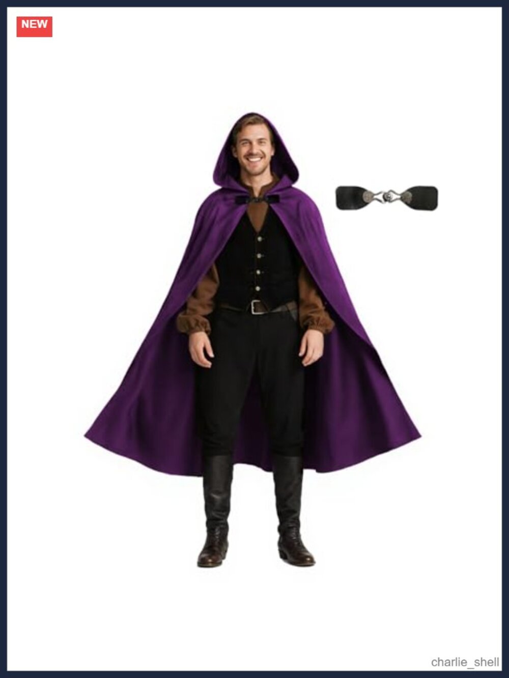 Medieval Hooded Cloak Renaissance Costume Polyester One Size